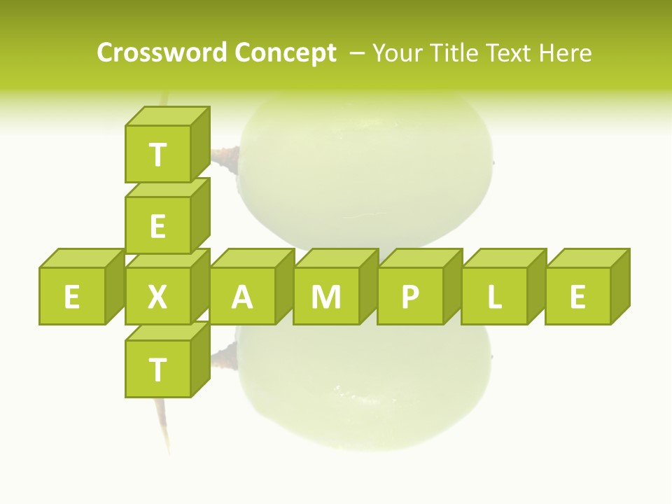 Close Up Of A Green Grapes Isolated Over White Background. PowerPoint Template