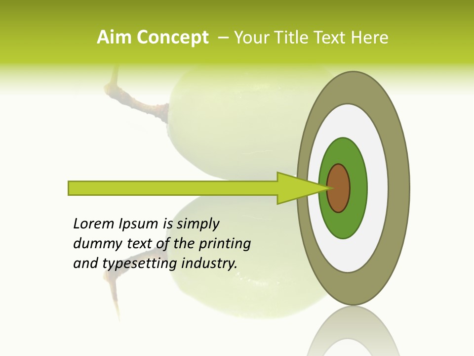 Close Up Of A Green Grapes Isolated Over White Background. PowerPoint Template