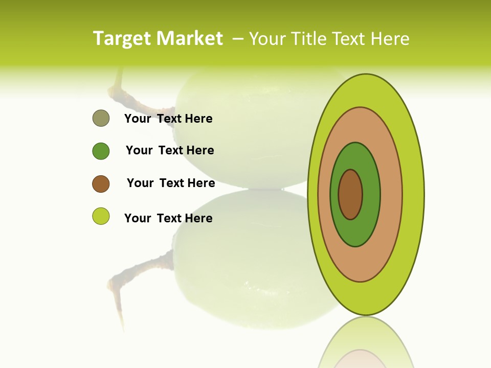 Close Up Of A Green Grapes Isolated Over White Background. PowerPoint Template