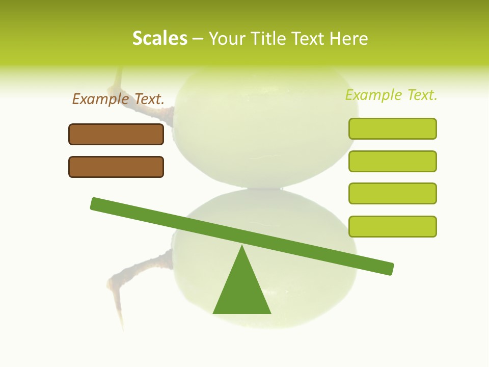 Close Up Of A Green Grapes Isolated Over White Background. PowerPoint Template