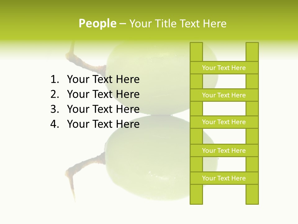 Close Up Of A Green Grapes Isolated Over White Background. PowerPoint Template