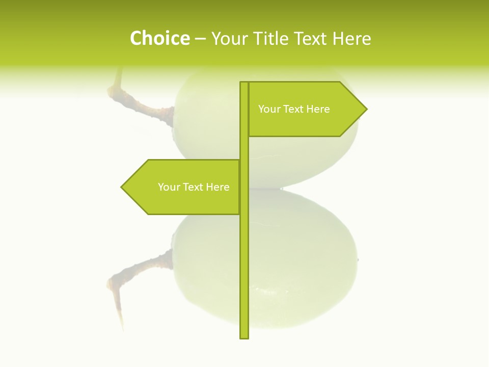 Close Up Of A Green Grapes Isolated Over White Background. PowerPoint Template