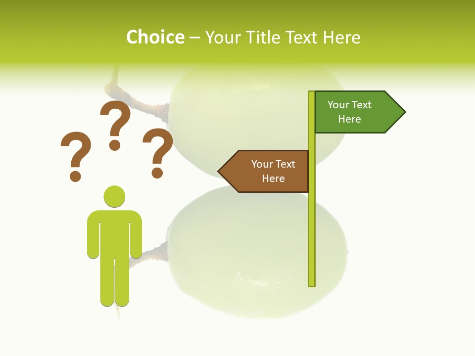 Close Up Of A Green Grapes Isolated Over White Background. PowerPoint Template