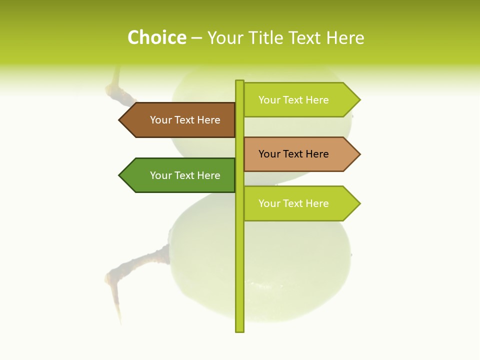 Close Up Of A Green Grapes Isolated Over White Background. PowerPoint Template