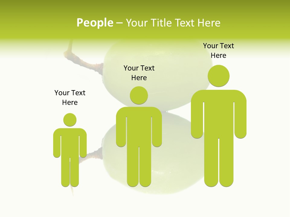 Close Up Of A Green Grapes Isolated Over White Background. PowerPoint Template