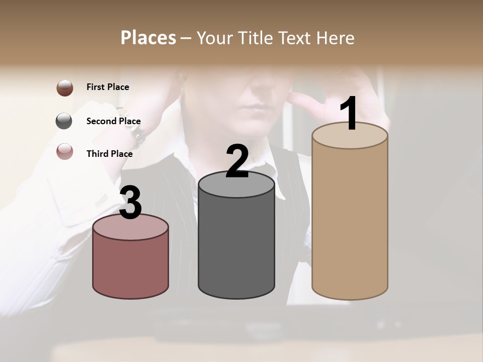 Businesswoman - Business Woman Concentrated - Concentrative . She Wears Glasses And Did Some Calculation. PowerPoint Template