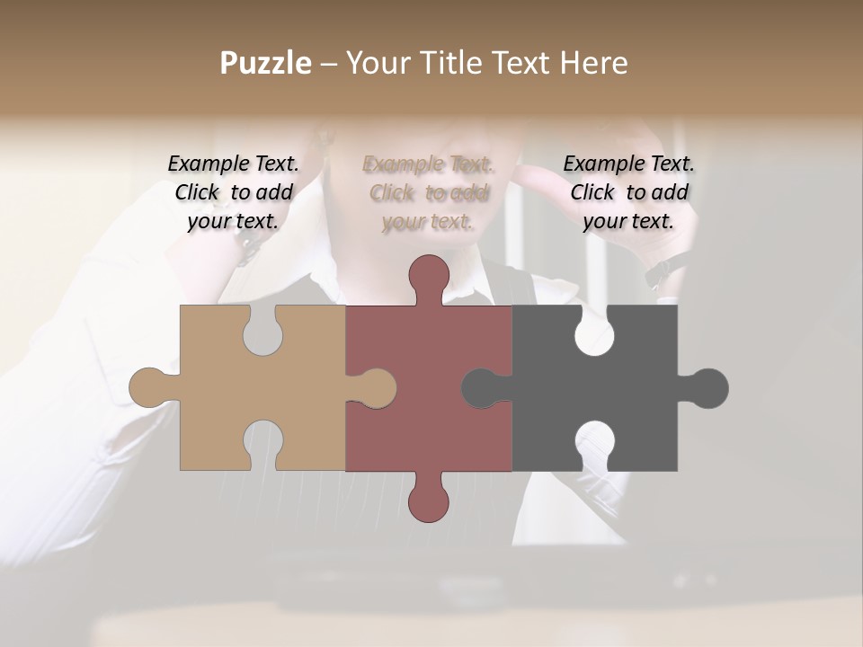 Businesswoman - Business Woman Concentrated - Concentrative . She Wears Glasses And Did Some Calculation. PowerPoint Template