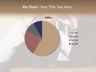 Businesswoman - Business Woman Concentrated - Concentrative . She Wears Glasses And Did Some Calculation. PowerPoint Template