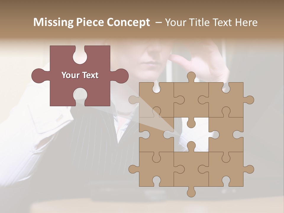 Businesswoman - Business Woman Concentrated - Concentrative . She Wears Glasses And Did Some Calculation. PowerPoint Template