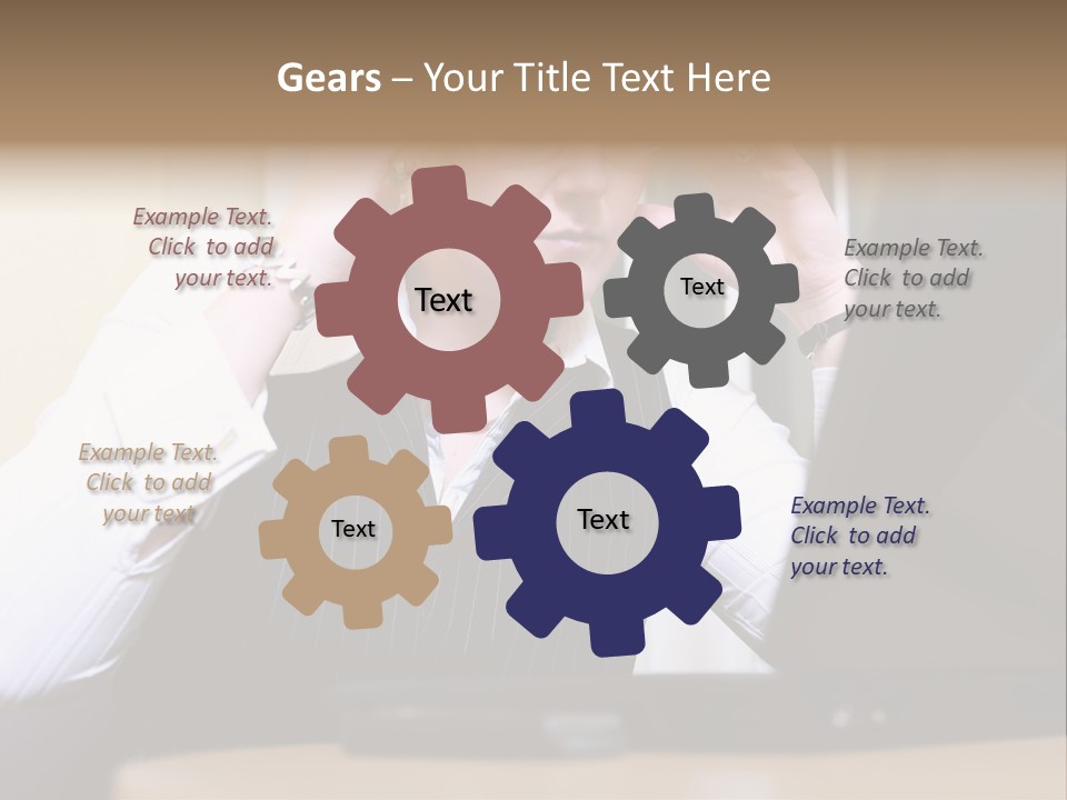 Businesswoman - Business Woman Concentrated - Concentrative . She Wears Glasses And Did Some Calculation. PowerPoint Template