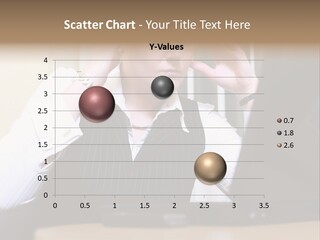 Businesswoman - Business Woman Concentrated - Concentrative . She Wears Glasses And Did Some Calculation. PowerPoint Template