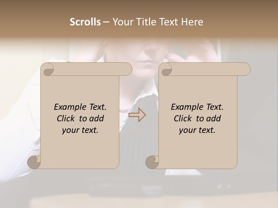 Businesswoman - Business Woman Concentrated - Concentrative . She Wears Glasses And Did Some Calculation. PowerPoint Template
