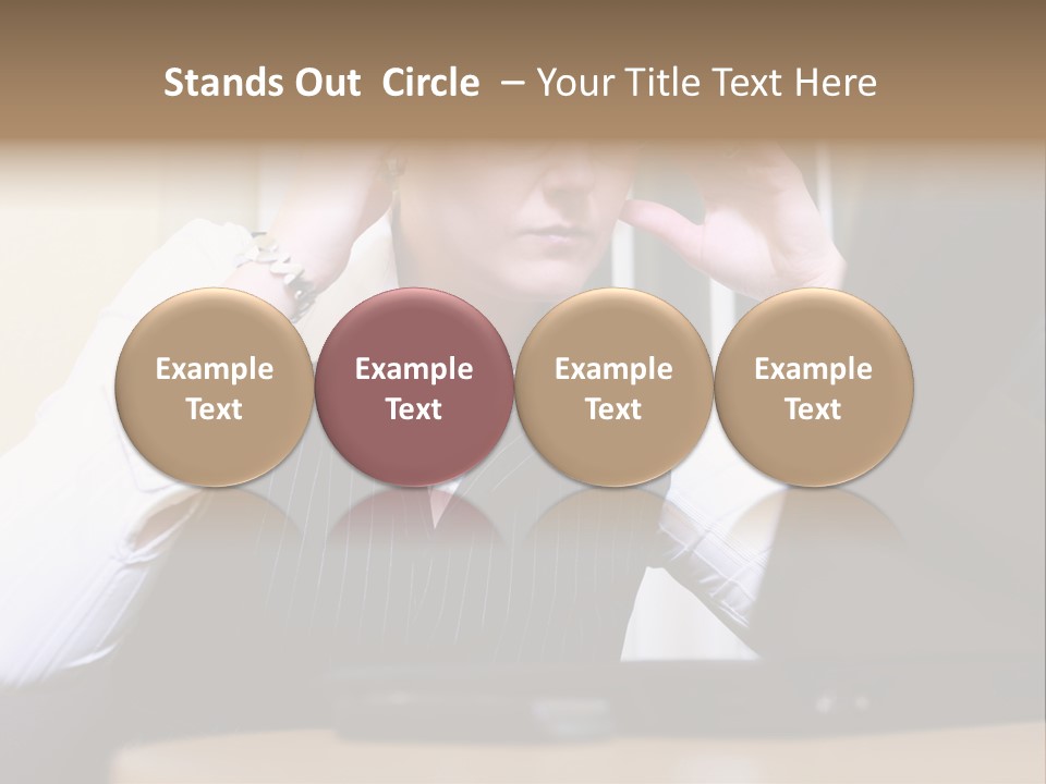 Businesswoman - Business Woman Concentrated - Concentrative . She Wears Glasses And Did Some Calculation. PowerPoint Template