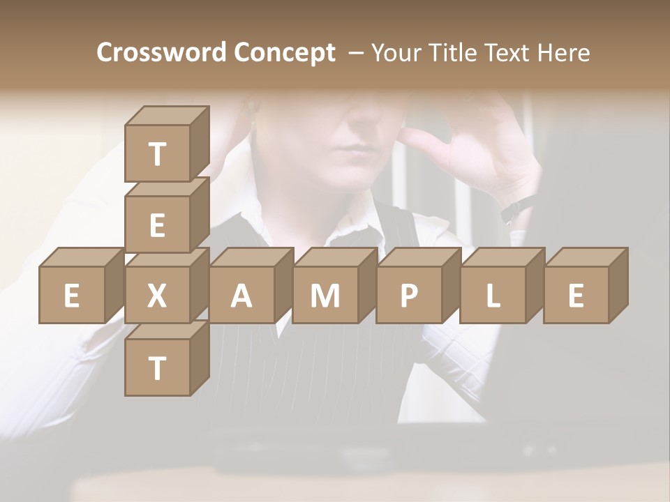 Businesswoman - Business Woman Concentrated - Concentrative . She Wears Glasses And Did Some Calculation. PowerPoint Template