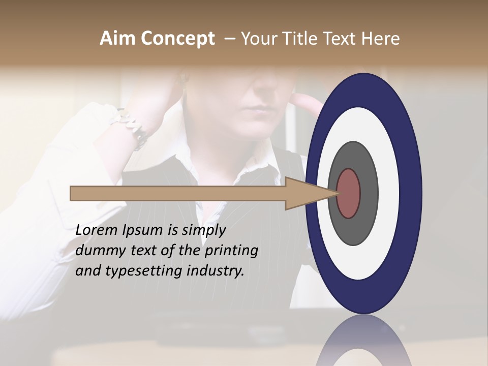 Businesswoman - Business Woman Concentrated - Concentrative . She Wears Glasses And Did Some Calculation. PowerPoint Template