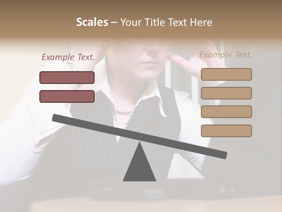 Businesswoman - Business Woman Concentrated - Concentrative . She Wears Glasses And Did Some Calculation. PowerPoint Template
