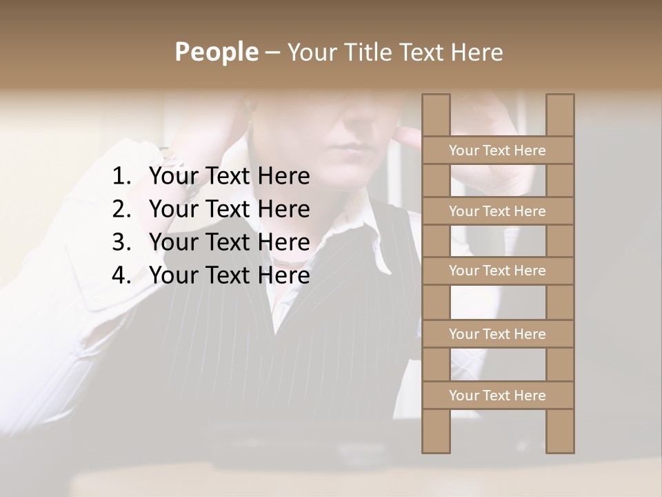 Businesswoman - Business Woman Concentrated - Concentrative . She Wears Glasses And Did Some Calculation. PowerPoint Template