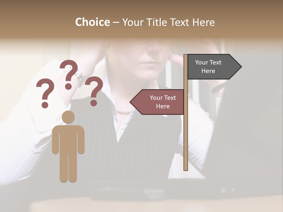 Businesswoman - Business Woman Concentrated - Concentrative . She Wears Glasses And Did Some Calculation. PowerPoint Template