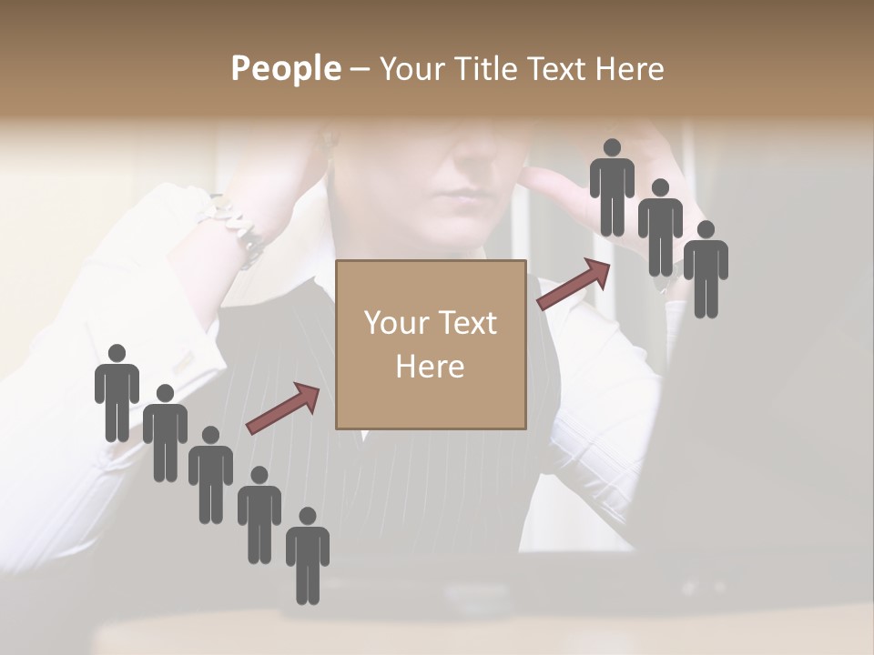 Businesswoman - Business Woman Concentrated - Concentrative . She Wears Glasses And Did Some Calculation. PowerPoint Template