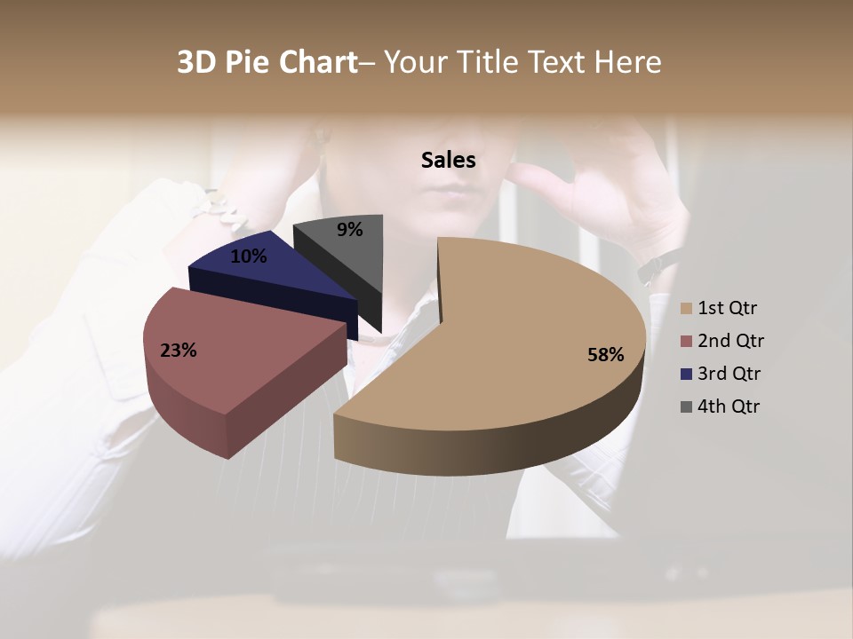 Businesswoman - Business Woman Concentrated - Concentrative . She Wears Glasses And Did Some Calculation. PowerPoint Template