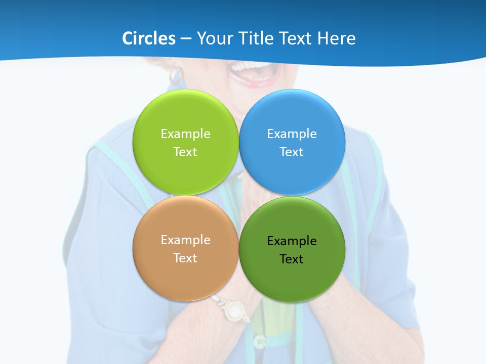 Senior Lady On Hands Free Set Gets Exciting News Via Cellphone. Isolated On White. PowerPoint Template