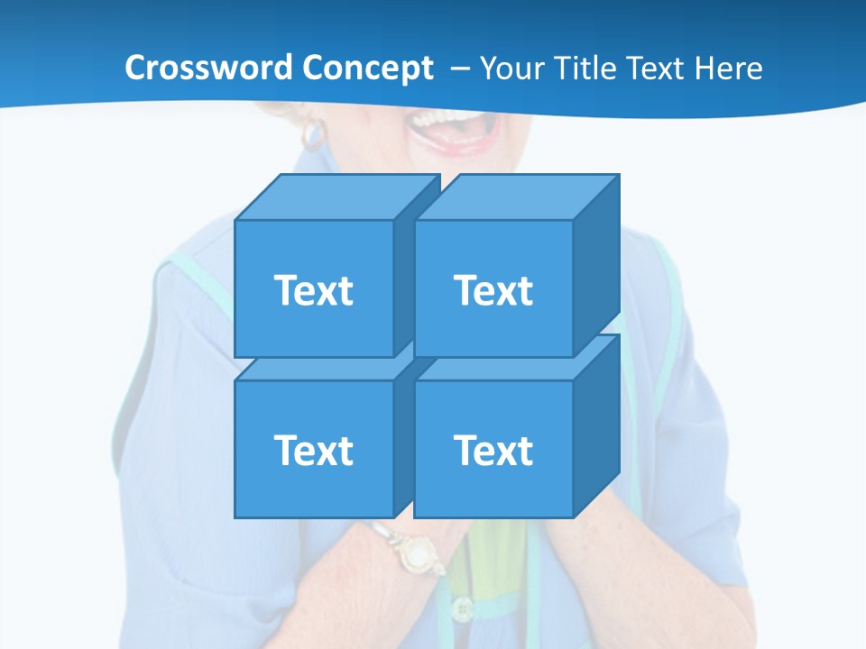 Senior Lady On Hands Free Set Gets Exciting News Via Cellphone. Isolated On White. PowerPoint Template