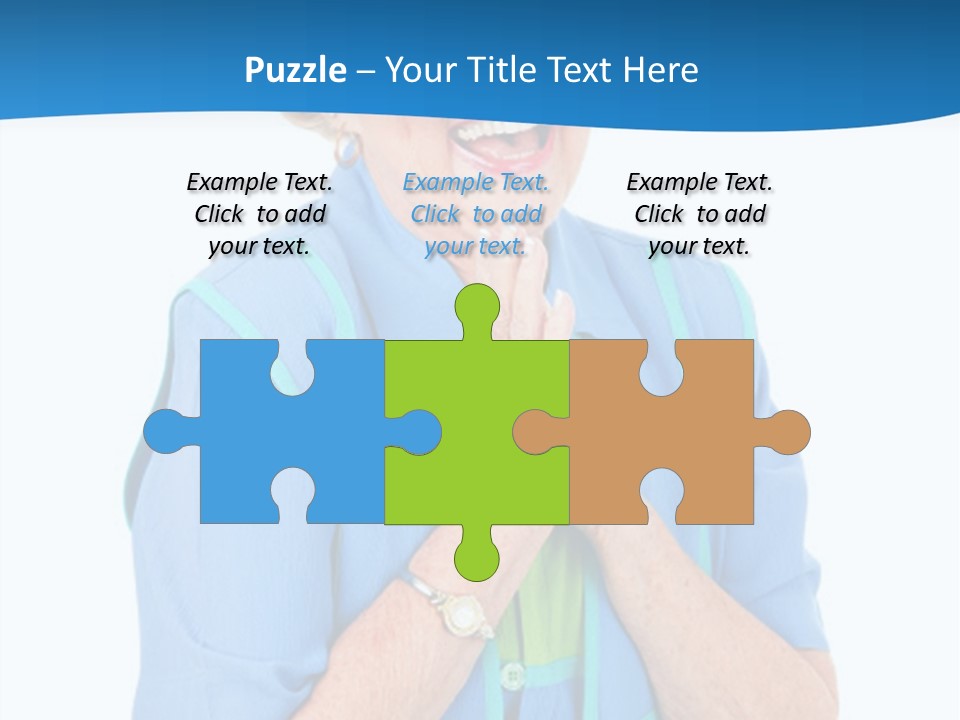 Senior Lady On Hands Free Set Gets Exciting News Via Cellphone. Isolated On White. PowerPoint Template