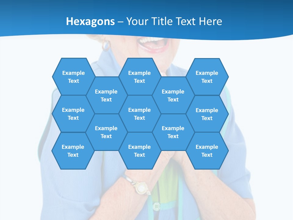 Senior Lady On Hands Free Set Gets Exciting News Via Cellphone. Isolated On White. PowerPoint Template