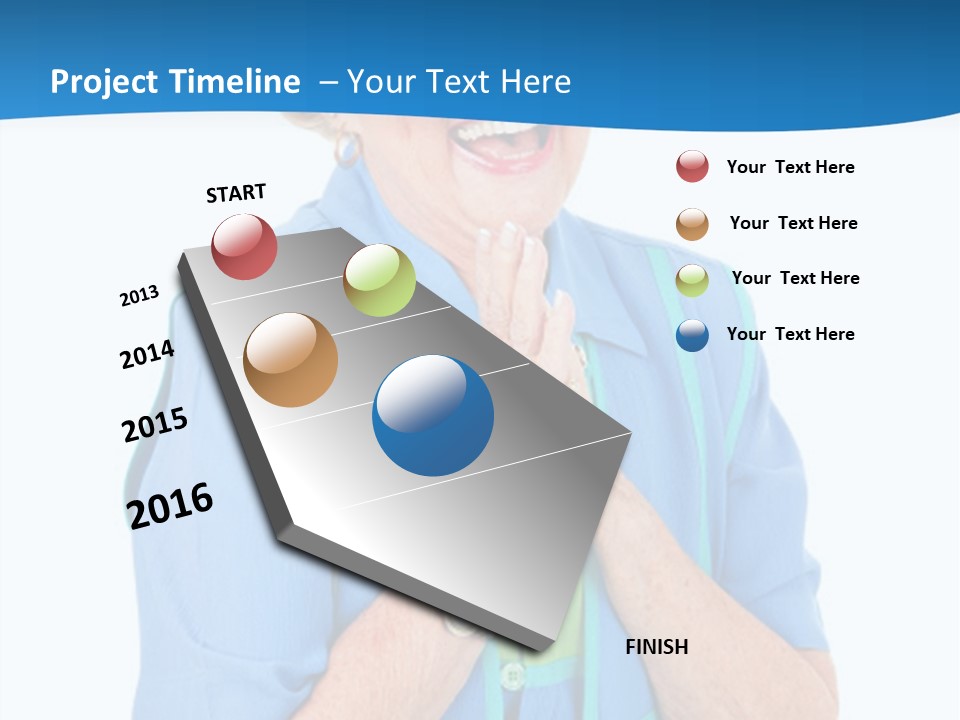 Senior Lady On Hands Free Set Gets Exciting News Via Cellphone. Isolated On White. PowerPoint Template