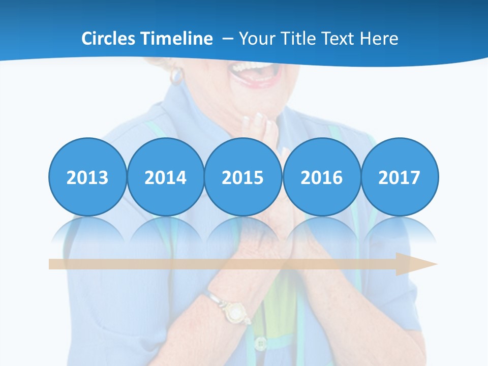 Senior Lady On Hands Free Set Gets Exciting News Via Cellphone. Isolated On White. PowerPoint Template