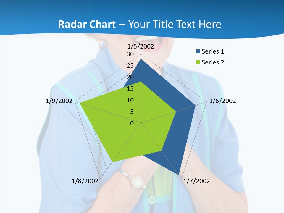 Senior Lady On Hands Free Set Gets Exciting News Via Cellphone. Isolated On White. PowerPoint Template