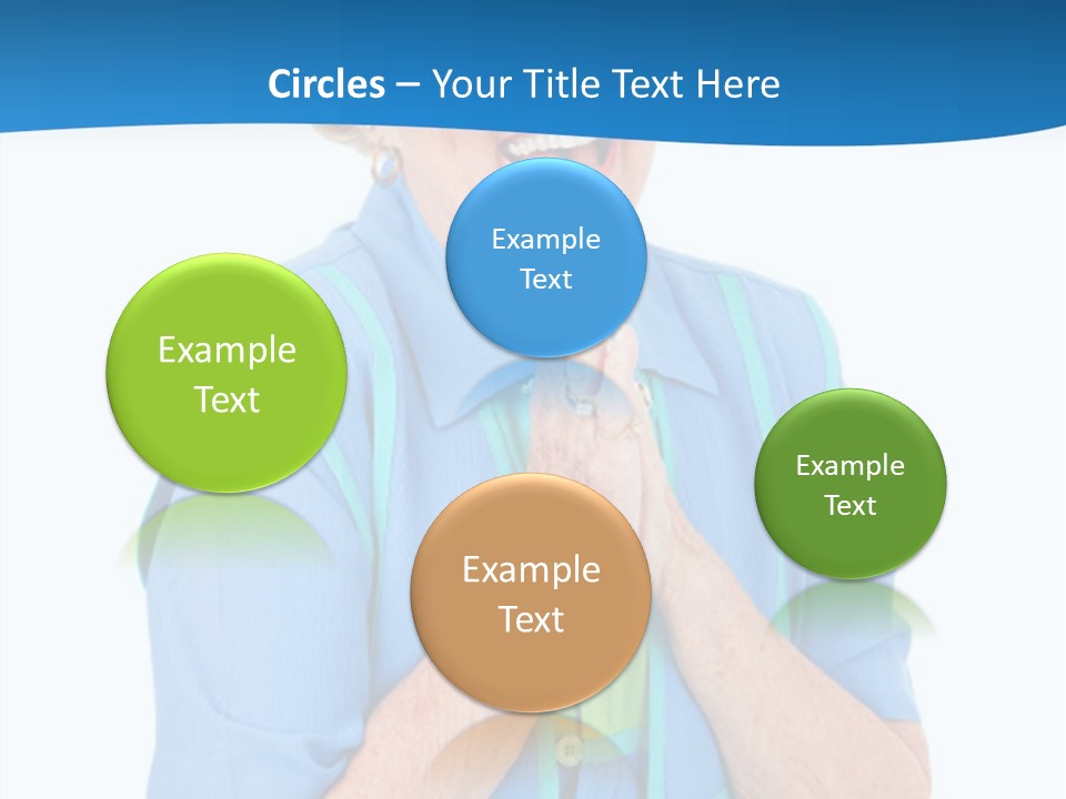 Senior Lady On Hands Free Set Gets Exciting News Via Cellphone. Isolated On White. PowerPoint Template