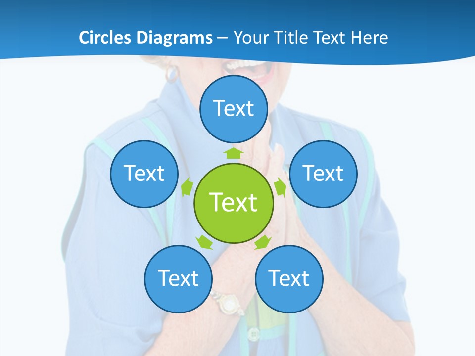 Senior Lady On Hands Free Set Gets Exciting News Via Cellphone. Isolated On White. PowerPoint Template