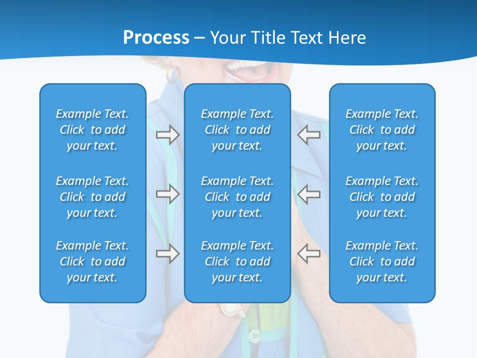 Senior Lady On Hands Free Set Gets Exciting News Via Cellphone. Isolated On White. PowerPoint Template