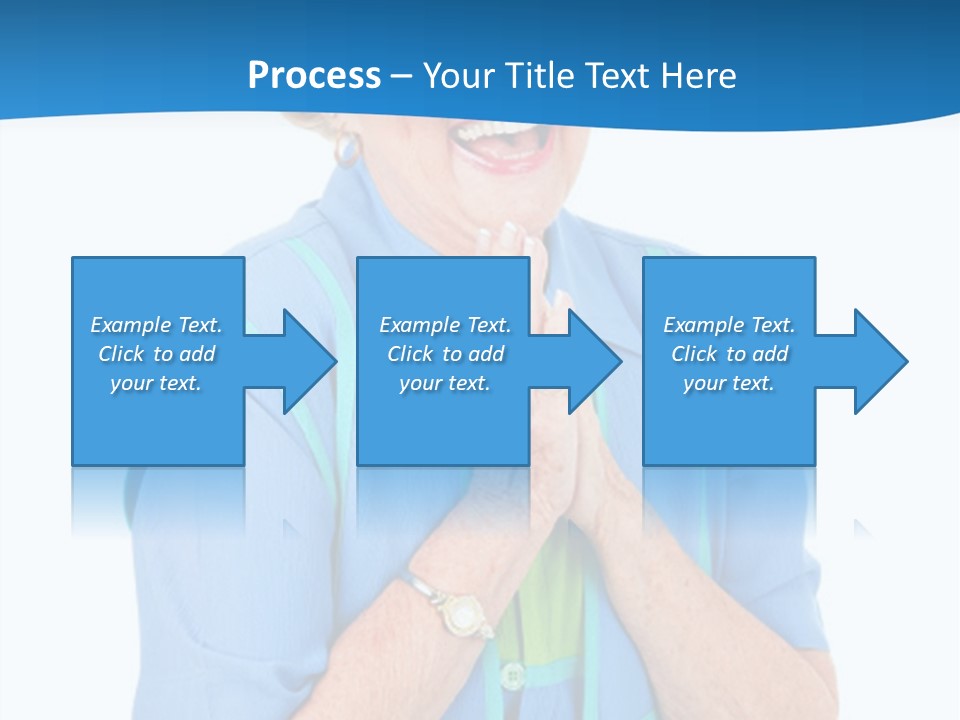 Senior Lady On Hands Free Set Gets Exciting News Via Cellphone. Isolated On White. PowerPoint Template