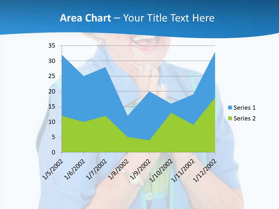 Senior Lady On Hands Free Set Gets Exciting News Via Cellphone. Isolated On White. PowerPoint Template