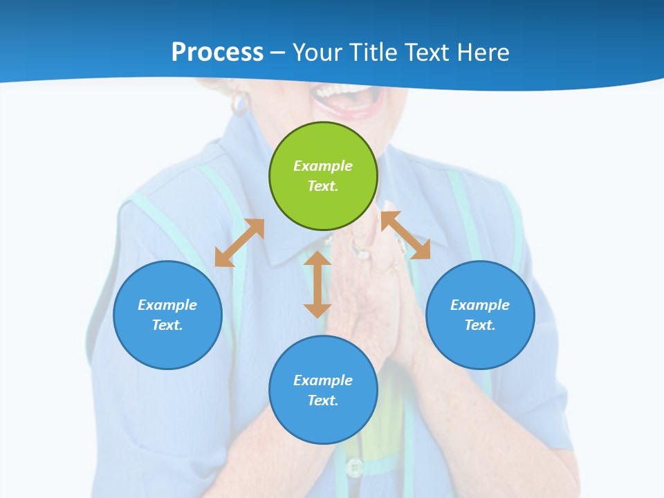 Senior Lady On Hands Free Set Gets Exciting News Via Cellphone. Isolated On White. PowerPoint Template