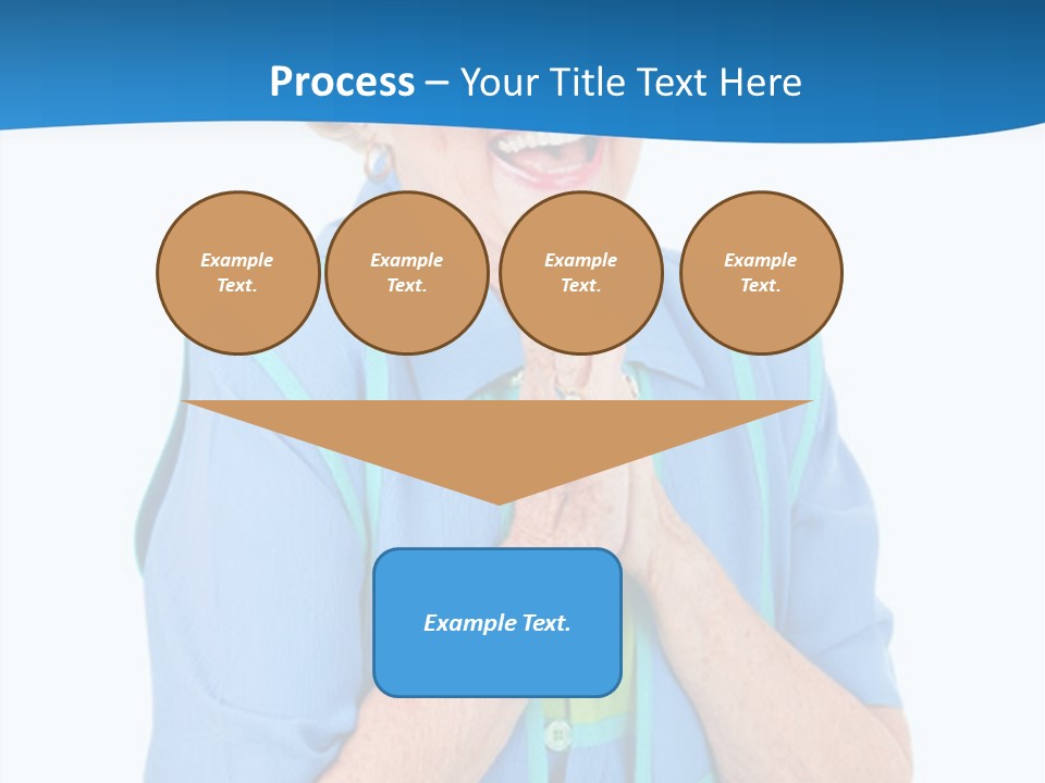 Senior Lady On Hands Free Set Gets Exciting News Via Cellphone. Isolated On White. PowerPoint Template