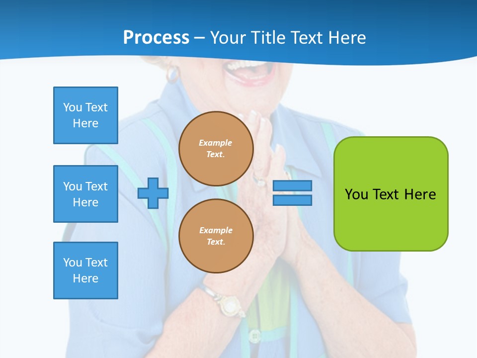 Senior Lady On Hands Free Set Gets Exciting News Via Cellphone. Isolated On White. PowerPoint Template