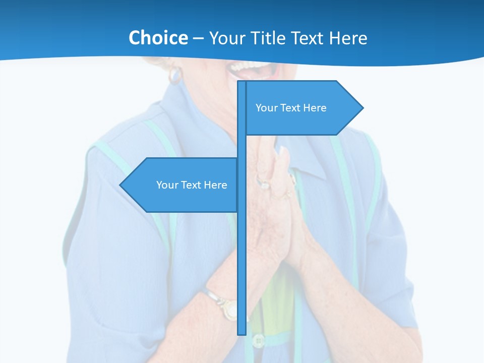 Senior Lady On Hands Free Set Gets Exciting News Via Cellphone. Isolated On White. PowerPoint Template