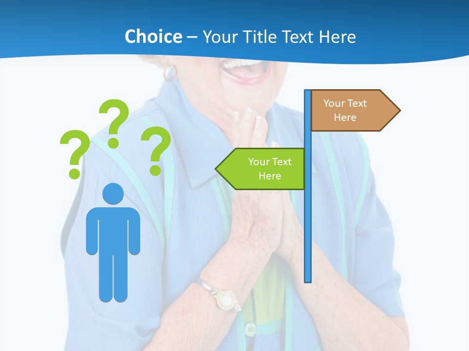 Senior Lady On Hands Free Set Gets Exciting News Via Cellphone. Isolated On White. PowerPoint Template