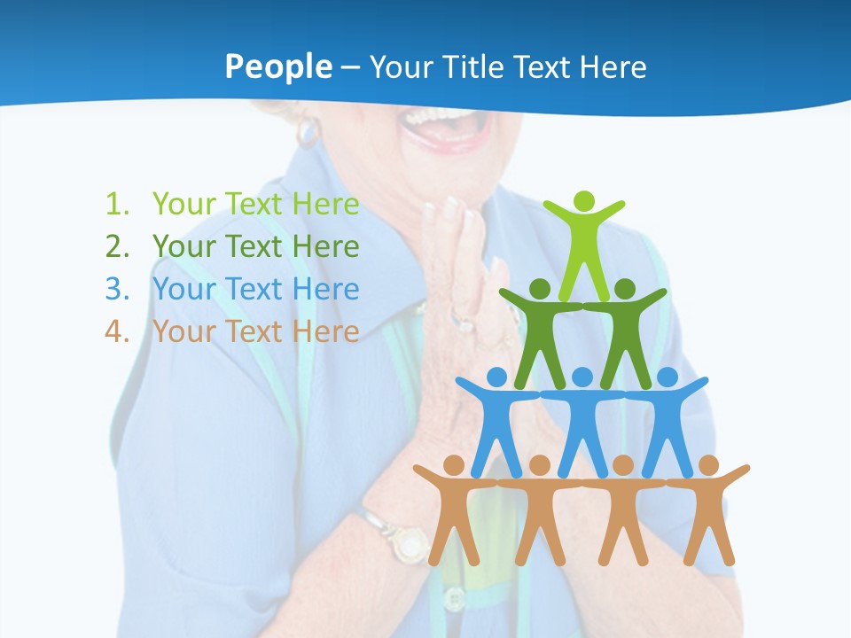 Senior Lady On Hands Free Set Gets Exciting News Via Cellphone. Isolated On White. PowerPoint Template