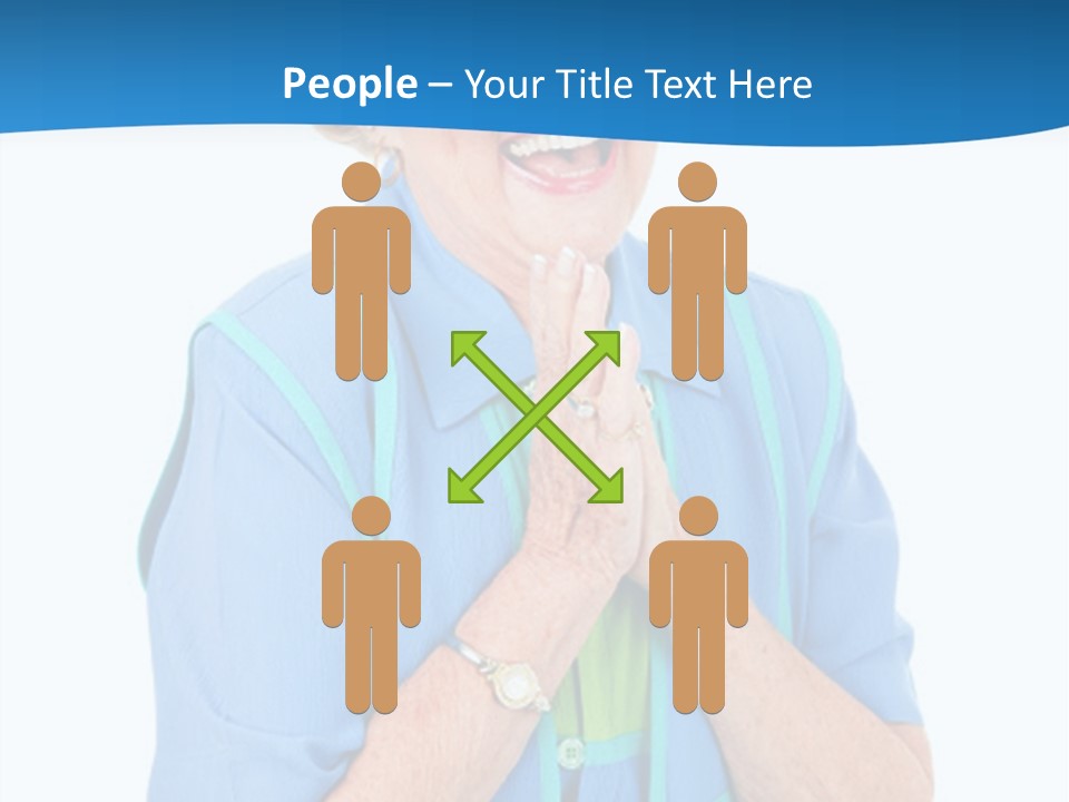 Senior Lady On Hands Free Set Gets Exciting News Via Cellphone. Isolated On White. PowerPoint Template