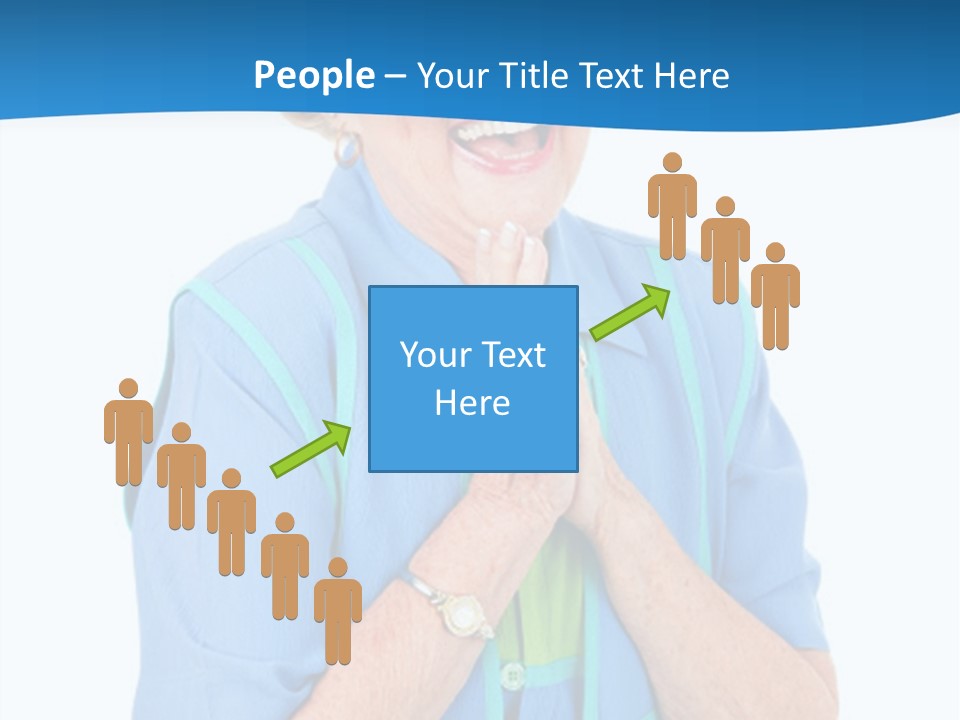 Senior Lady On Hands Free Set Gets Exciting News Via Cellphone. Isolated On White. PowerPoint Template