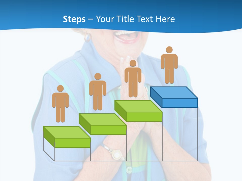 Senior Lady On Hands Free Set Gets Exciting News Via Cellphone. Isolated On White. PowerPoint Template