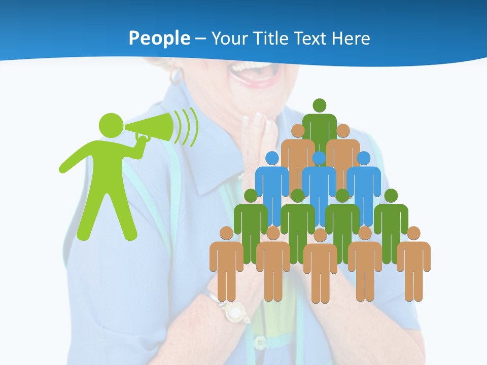 Senior Lady On Hands Free Set Gets Exciting News Via Cellphone. Isolated On White. PowerPoint Template