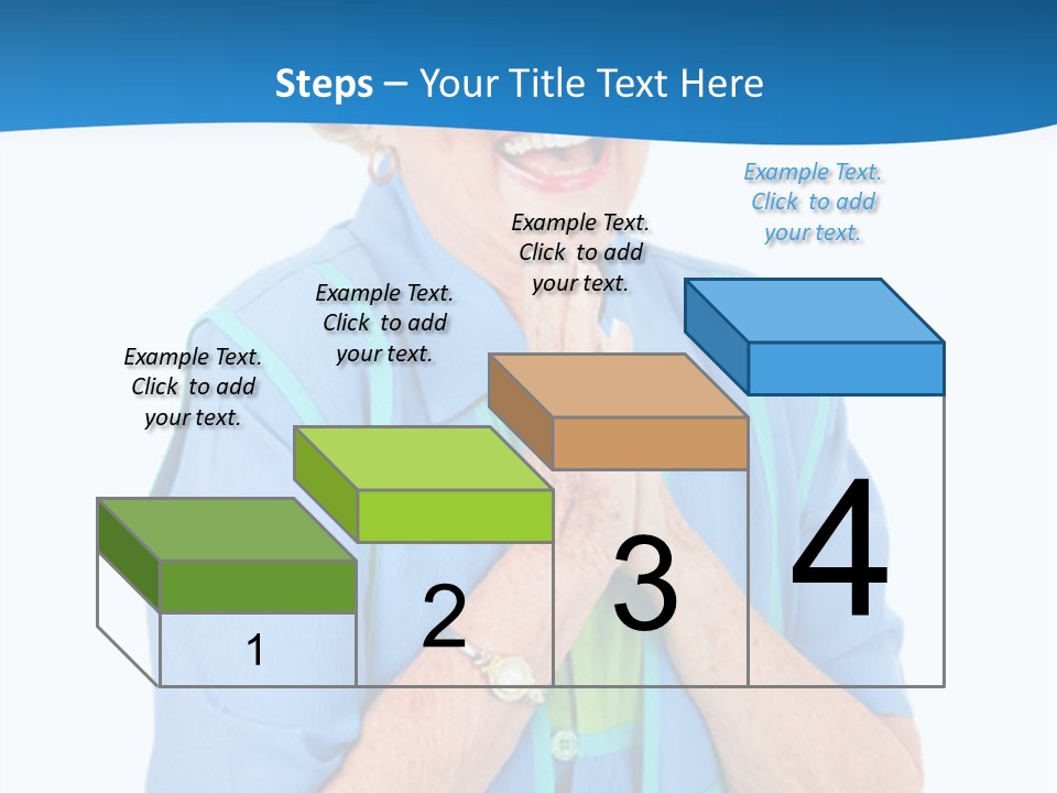 Senior Lady On Hands Free Set Gets Exciting News Via Cellphone. Isolated On White. PowerPoint Template