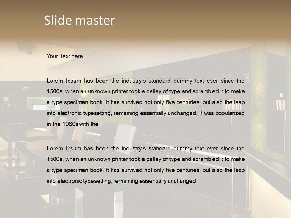 A Conference Room With A Long Table And Chairs PowerPoint Template