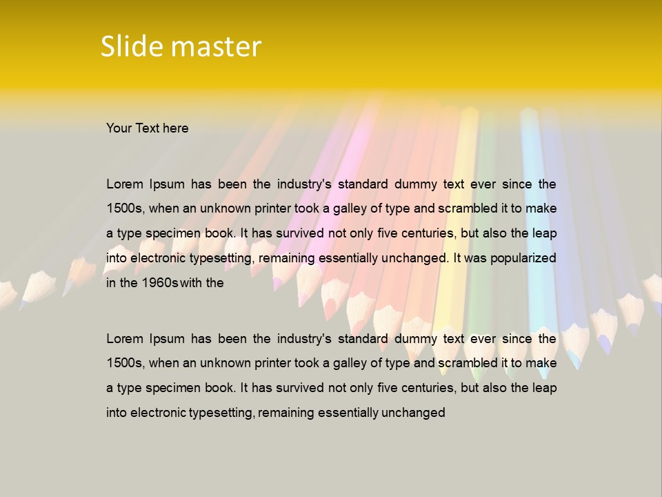 A Group Of Colored Pencils On A Black Background PowerPoint Template