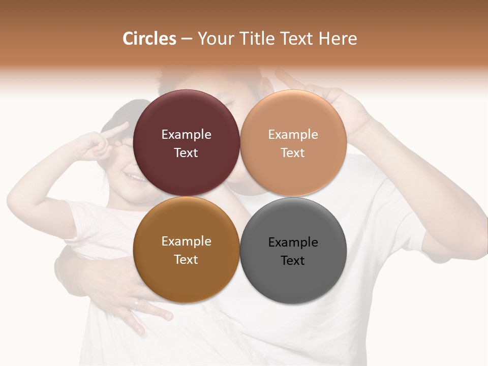 Young Chinese Father Posing With Daughter Making Victory Signs With Their Hands, Happily Smiling Looking At Camera PowerPoint Template